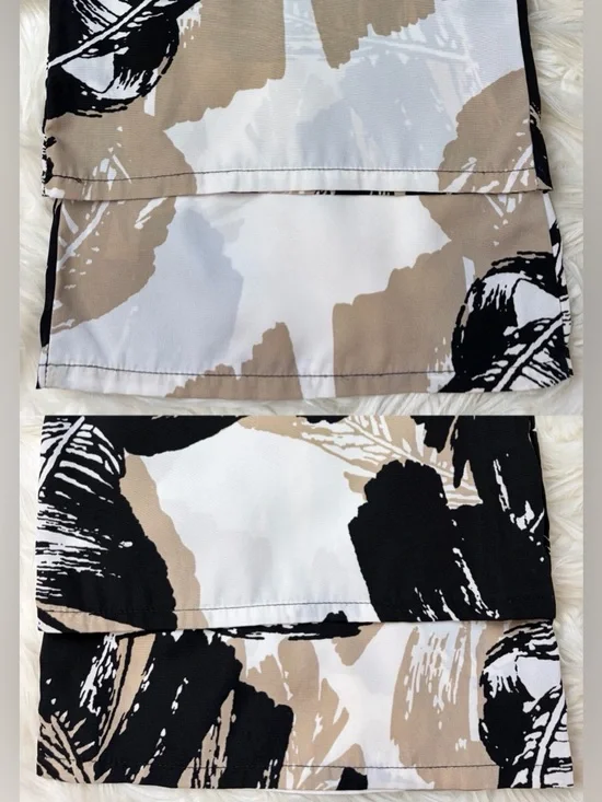 Mahina ~ Strapless Jumpsuit ~ in Black/Tan/White Palm Leaves Print - Picture 14 of 16